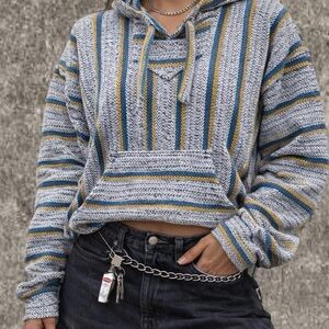 intage Senor Lopez Baja Hoodie Mexican Blanket Surf Hoodie Size M